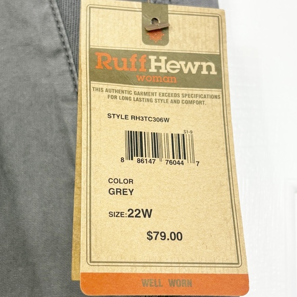 NWT Ruff Hewn Gray Stretch Pull-On Cargo Straight Leg Pants 22W - Picture 6 of 16